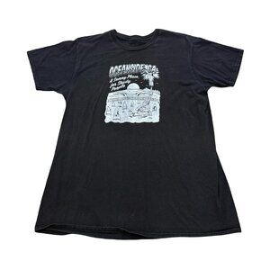 Vintage Oceanside CA Real Surf Shop Graphic T-Shirt Black